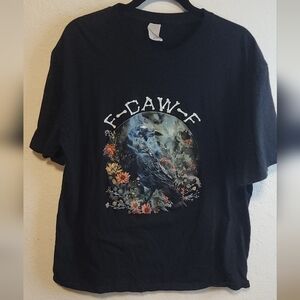 Black Graphic T-Shirt with Raven Design